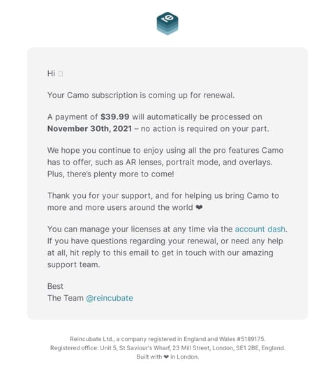 Camo Reincubate Accessible Email
