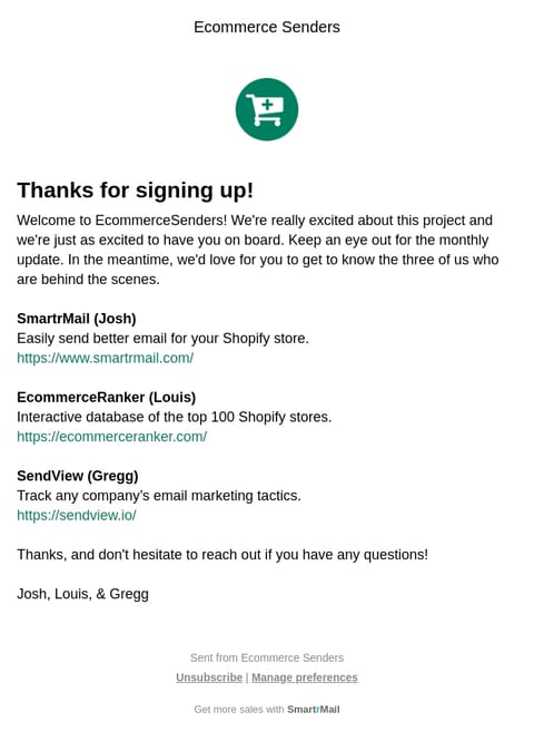 Ecommerce Senders Abandoned Cart Email