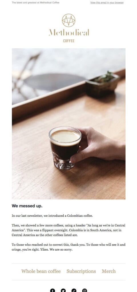 Methodical Coffee Email Blast