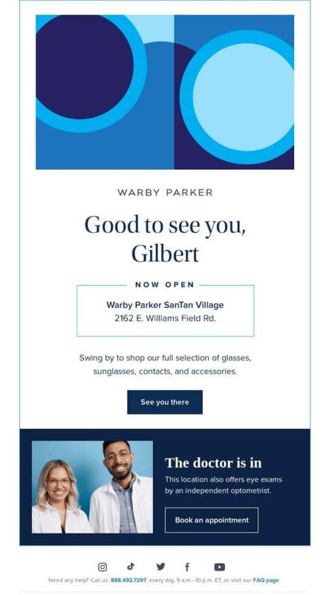 Warby Parker Announcement Email