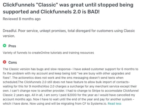 Clickfunnels Negative Example