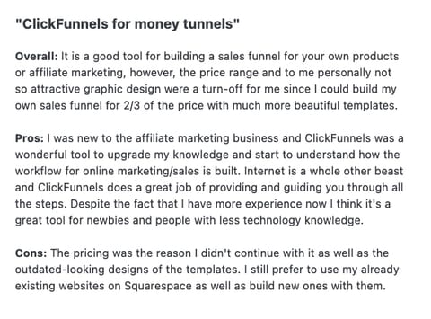 Clickfunnels Positive Example