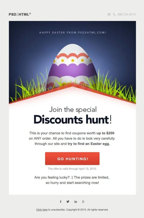 Easter email marketing - social media
