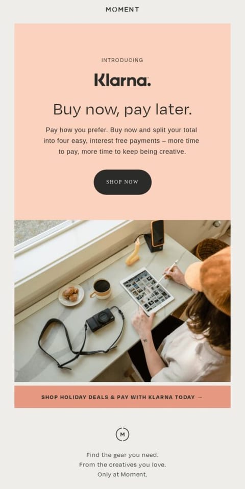 A screenshot of an email from Klarna