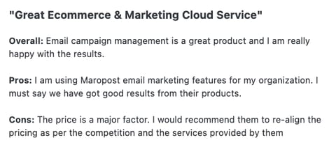 Maropost Positive Review 3