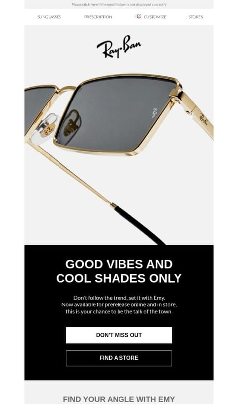 An email from RayBan