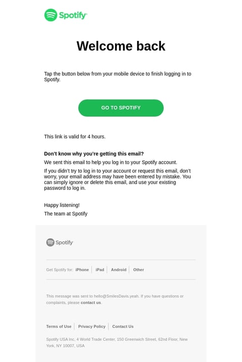 Log in to Spotify no reply email