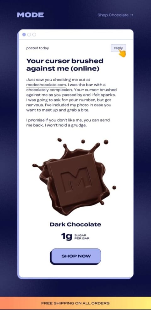 Mode Chocolate’s funny re-engagement email