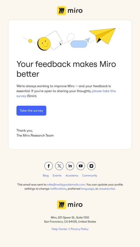 Survey retention email