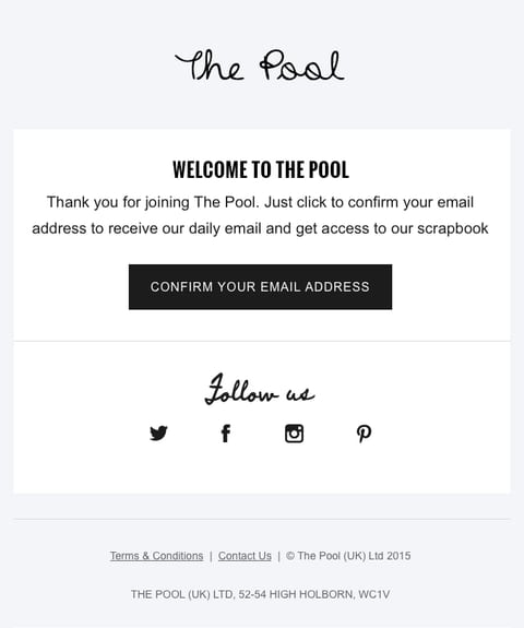 The Pool Welcome confirmation email
