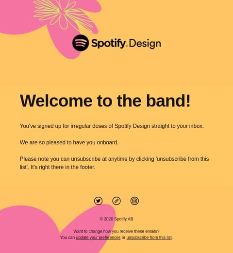 Welcome email design example
