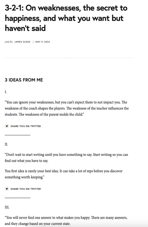 3-2-1 Newsletter by James Clear