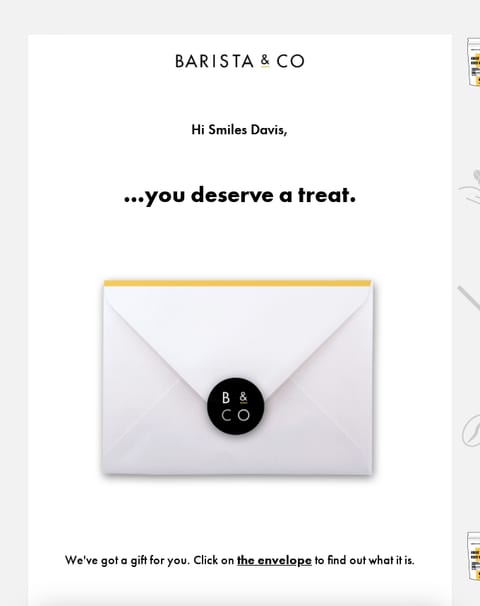 Gamified Email from Barista and Co