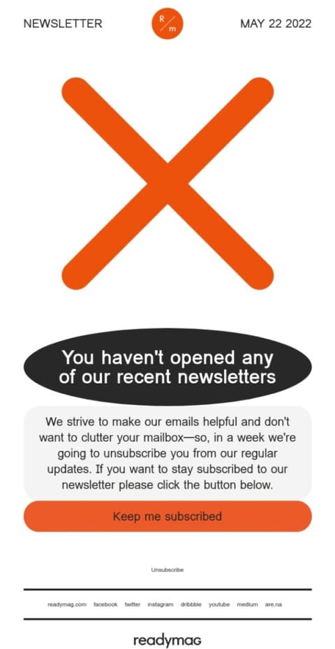 Last chance winback email example