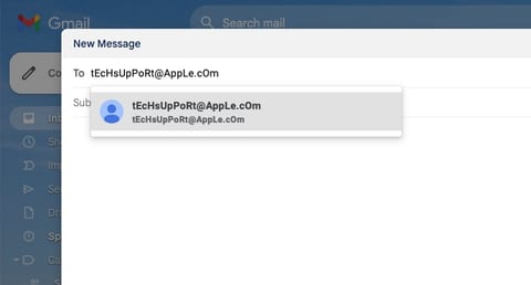 Mixed caps email address