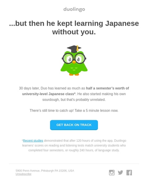 Reminder winback email example