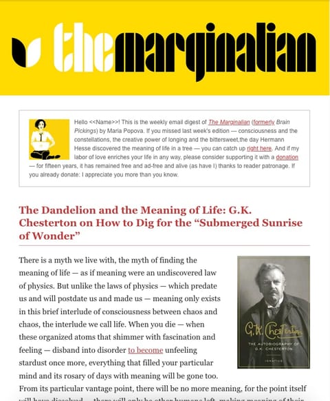 The Marginalian Newsletter