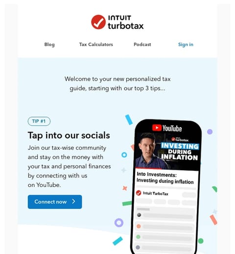Turbotax email gamification example