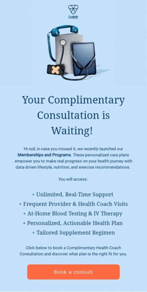 Announcement email example in healthcare