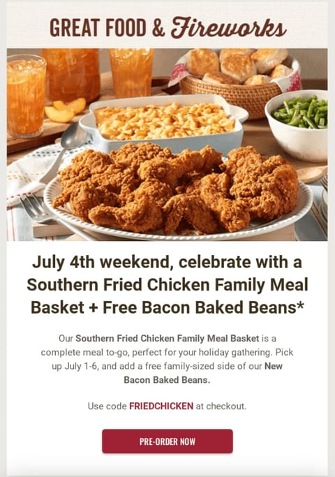 Cracker Barrel 4th July Email