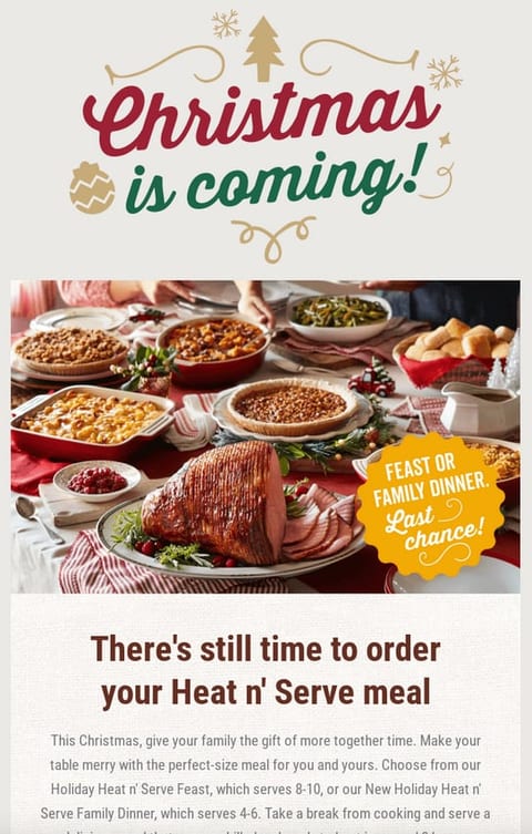 Christmas email from Cracker Barrel