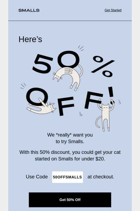 Discount launch email example
