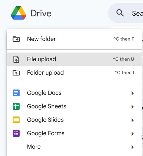 Google drive video upload step