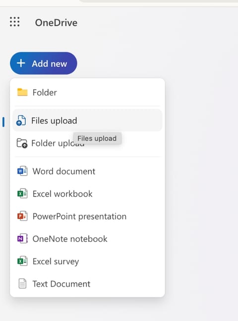 OneDrive video upload step
