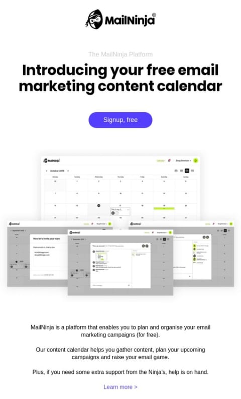 Pre-launch email example