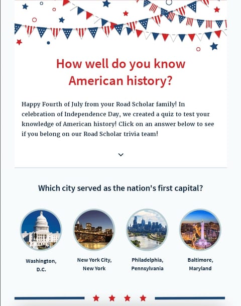 Road Scholar 4th July Email