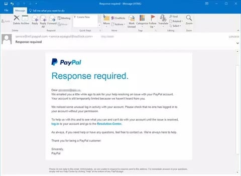 email spoofing example
