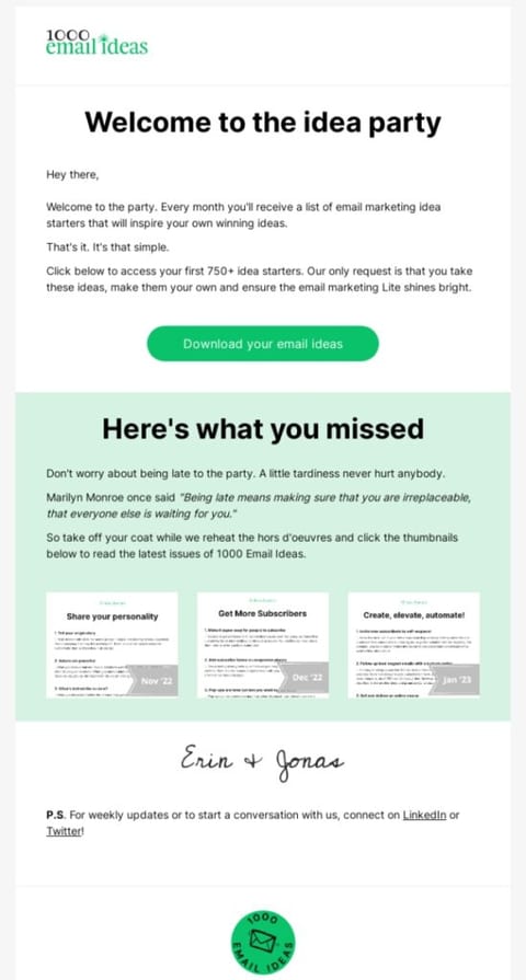 local email marketing - welcome email example