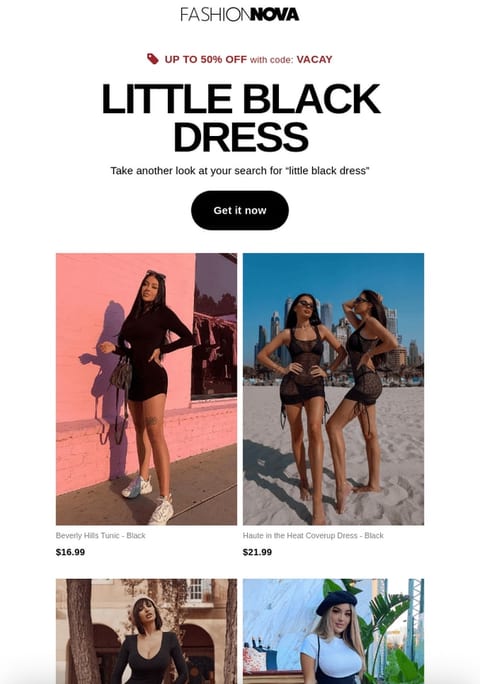 Fashion Nova targeted email