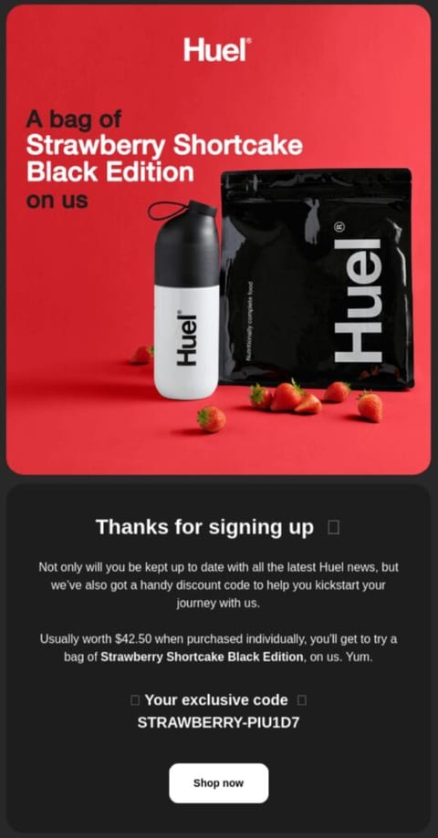 Huel’s welcome email