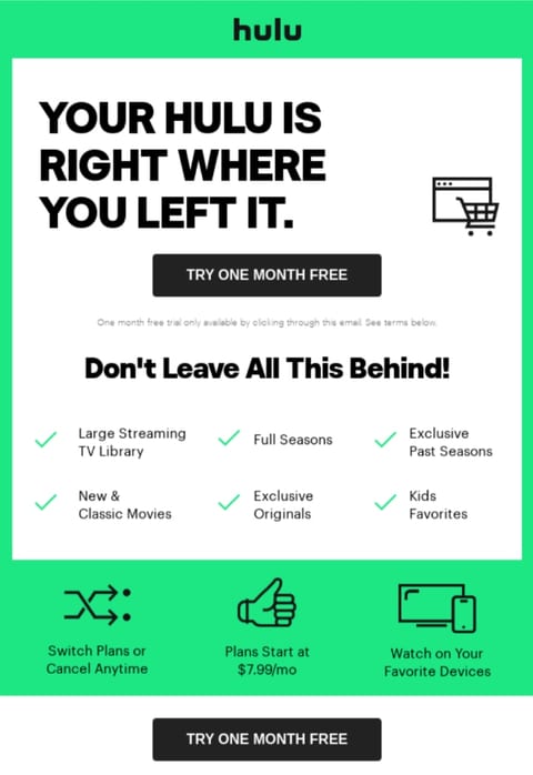 Hulu’s email to unengaged users