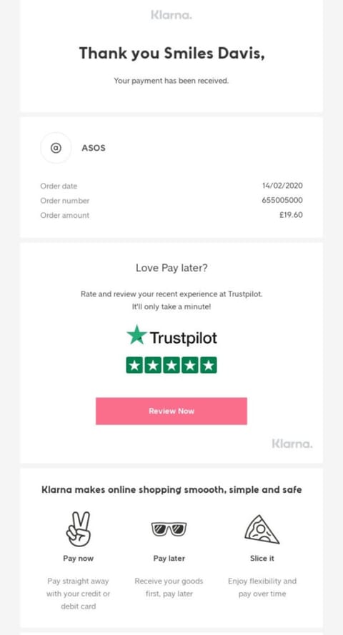 Transactional email size example