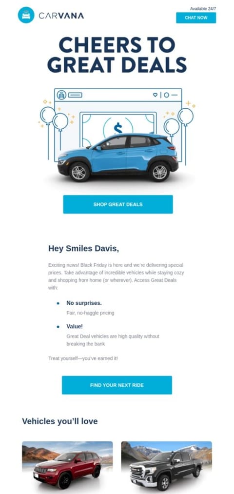 loyalty rewards email - automotive industry