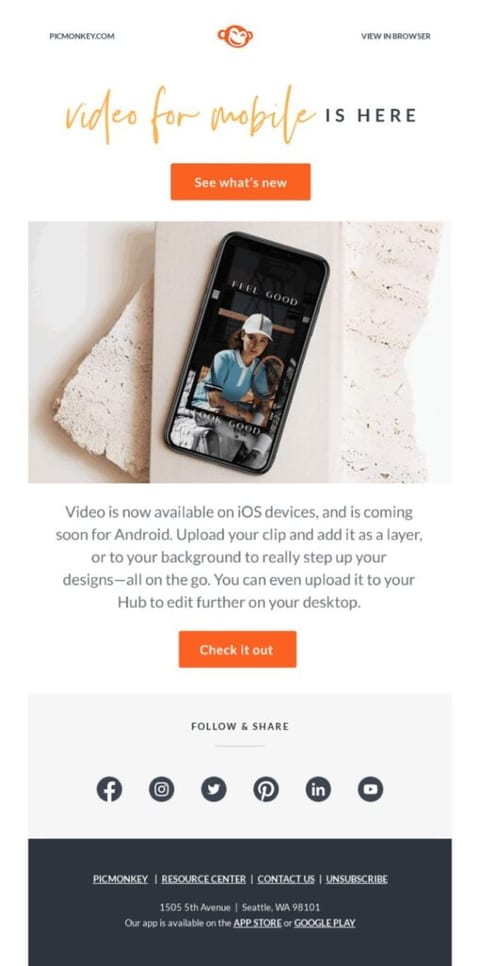 Marketing email - product feature announcement