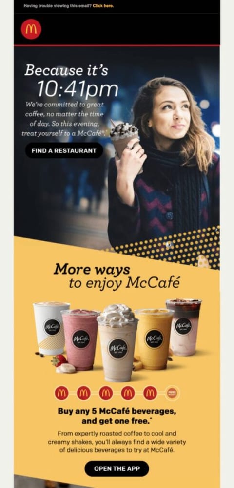 Upsell email example 5- MCdonalds