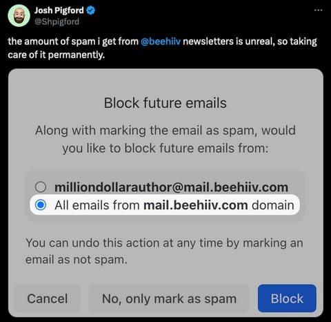 Tweet by Josh Pigford