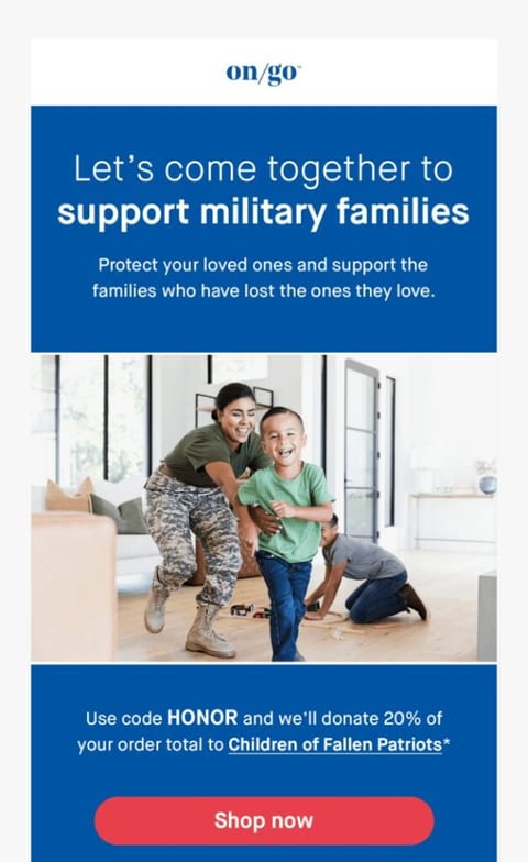 On_Go Millitary Support Email Example