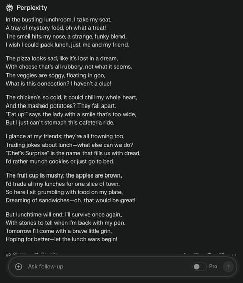 Perplexity poetry