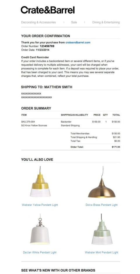 post purchase email example