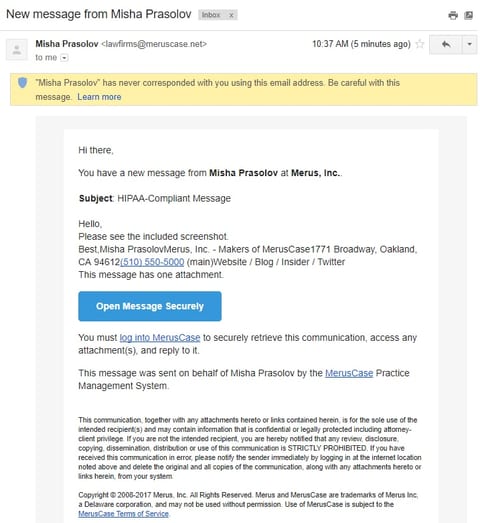 hippa email example