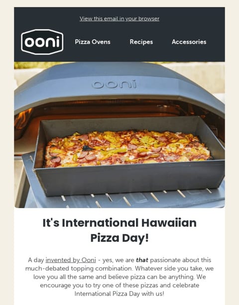 pizza day email - february newsletter ideas