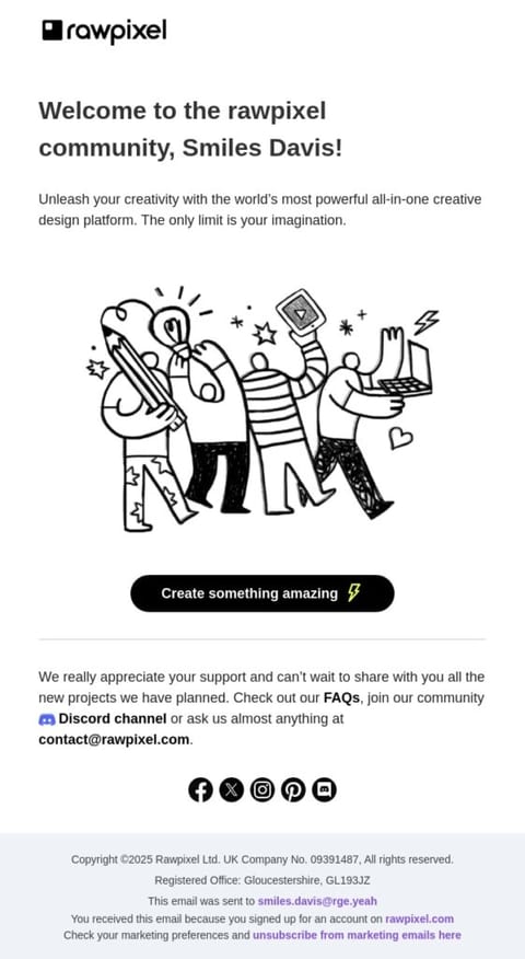 Welcome email example