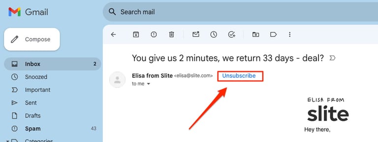 Easy unsubscribe link