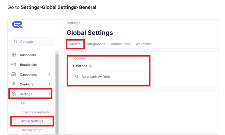 Example of time zone updation on campaign refinery