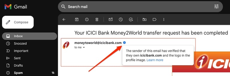 BIMI in the inbox visual example