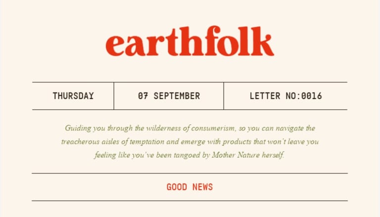 Example of a good email header - earthfolk